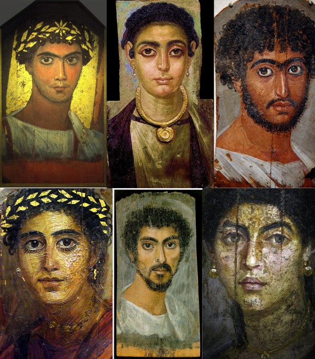 Mummy portraits from Egypt's Fayoum, an area where Greeks and Egyptians mixed freely and intermarried