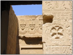Christian symbols carved on the walls of the Philae temple