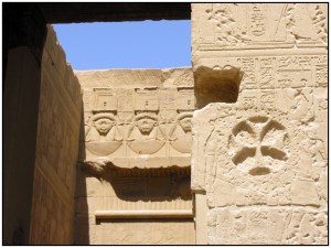 Christian symbols carved on the walls of the Philae temple