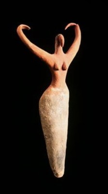 These statues are usually identified as Nile Goddesses, but she may be a dancing priestess with her arms upraised...perhaps in the Wings of Isis