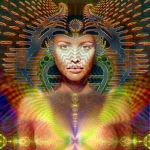 Isis the Magician working Her heka; art by Bill Bounard, "Open Your Heart"