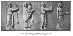 Roman priestesses and priests of Isis in sacred procession