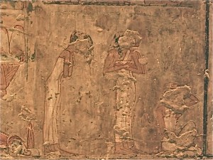 Mourners using various gestures and dishevel their hair