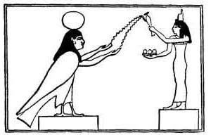 Isis giving sustenance to the ba in the Otherworld