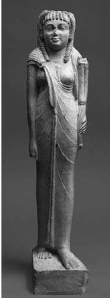 Arsinoe II with Isis knot dress and missing her headdress