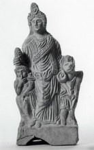 An Italian terracotta showing Isis with Harpocrates and Anubis. Her London devotees may have owned similar votive images.
